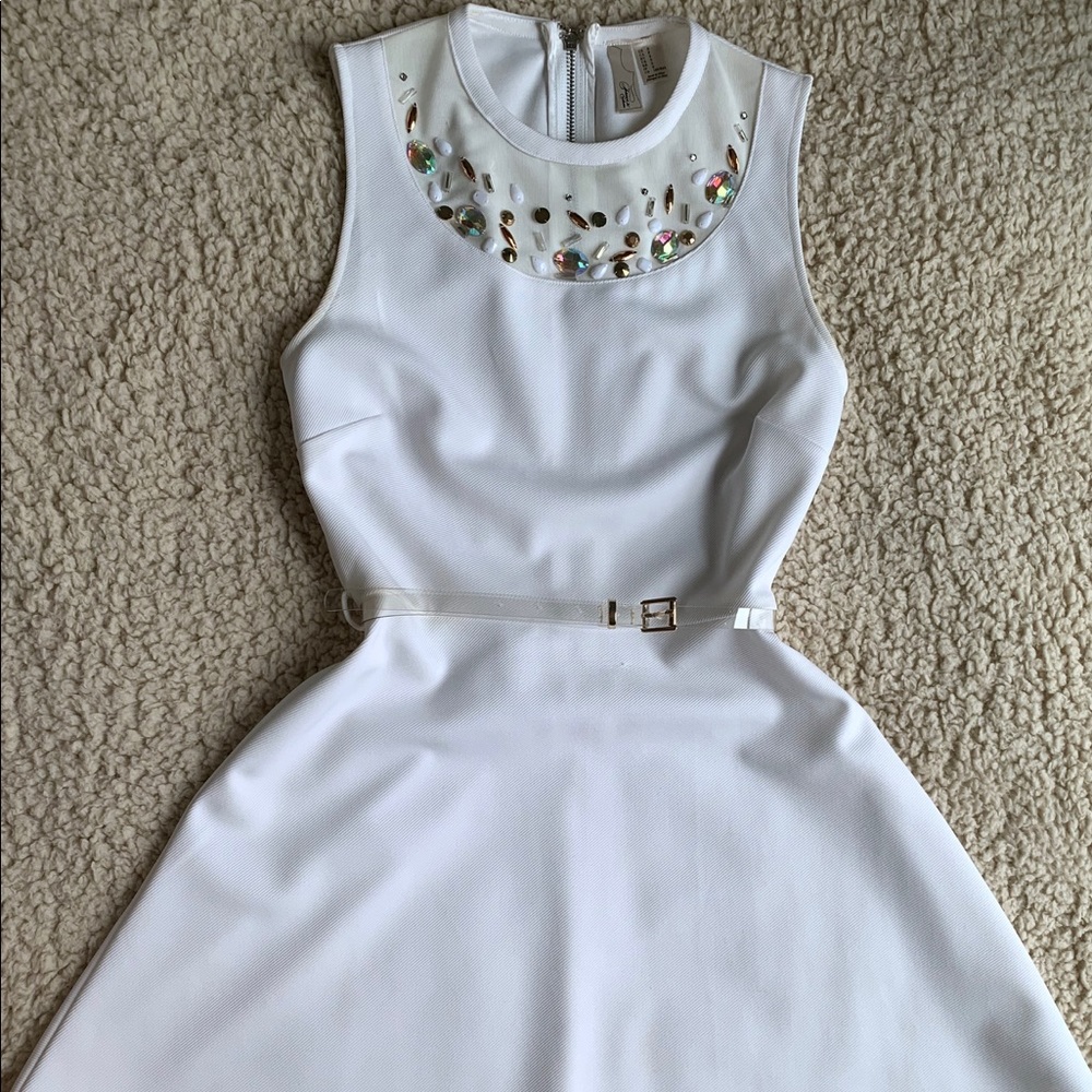 white dress with jeweled collar